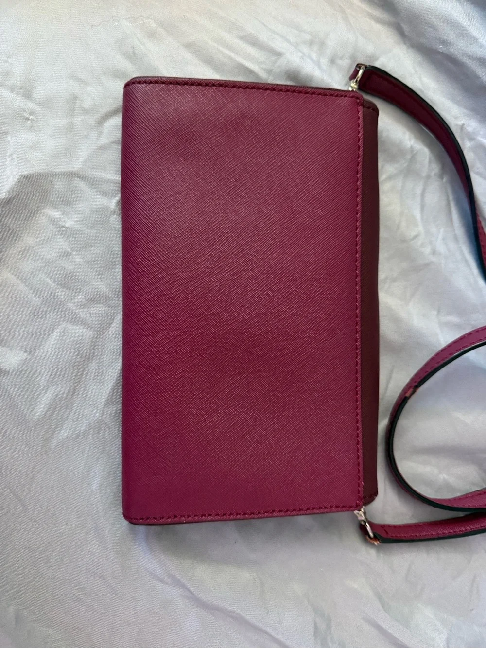 Kate Spade New York Burgundy Crossbody Bag Silver Clasp Detachable Strap